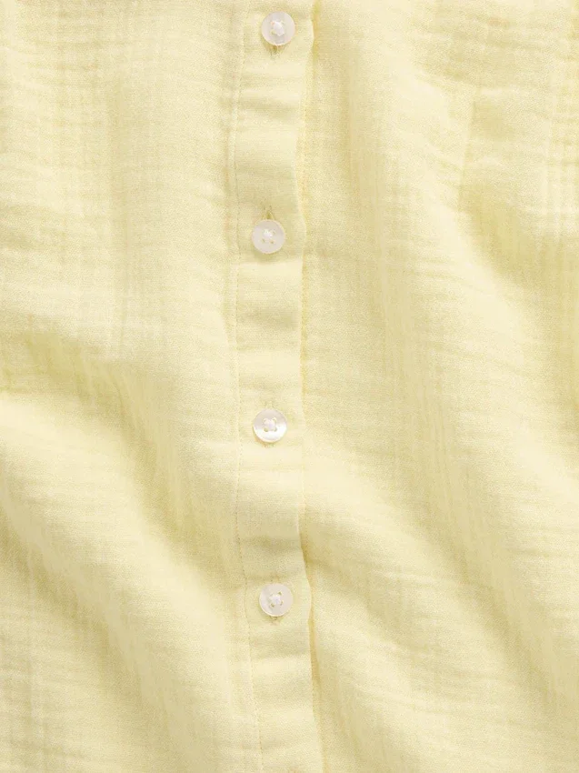 Chemise oversize sans col en gaze de coton