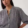 Chemise oversize sans col en gaze de coton