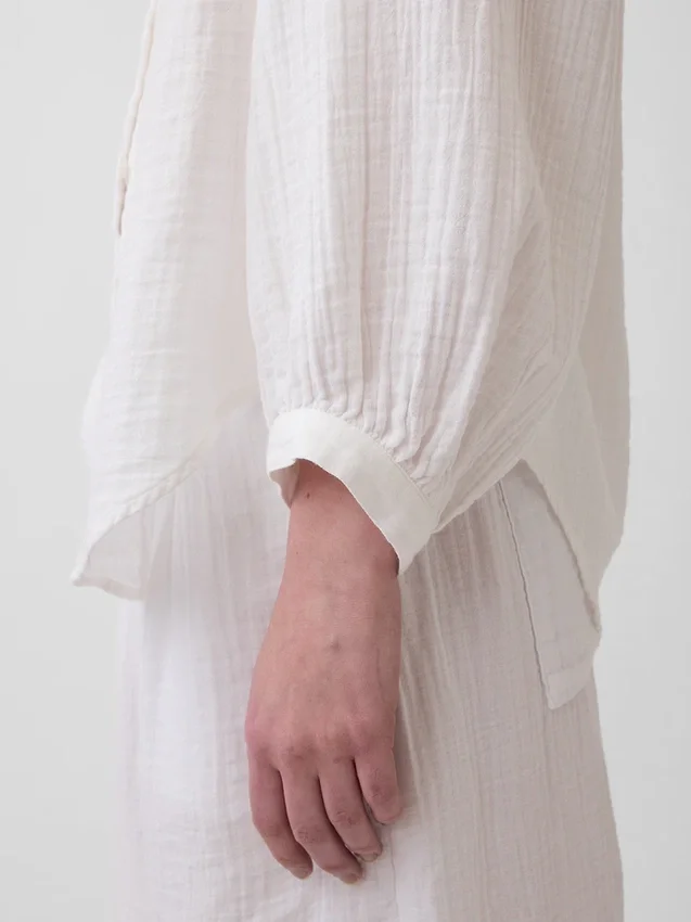 Chemise oversize sans col en gaze de coton