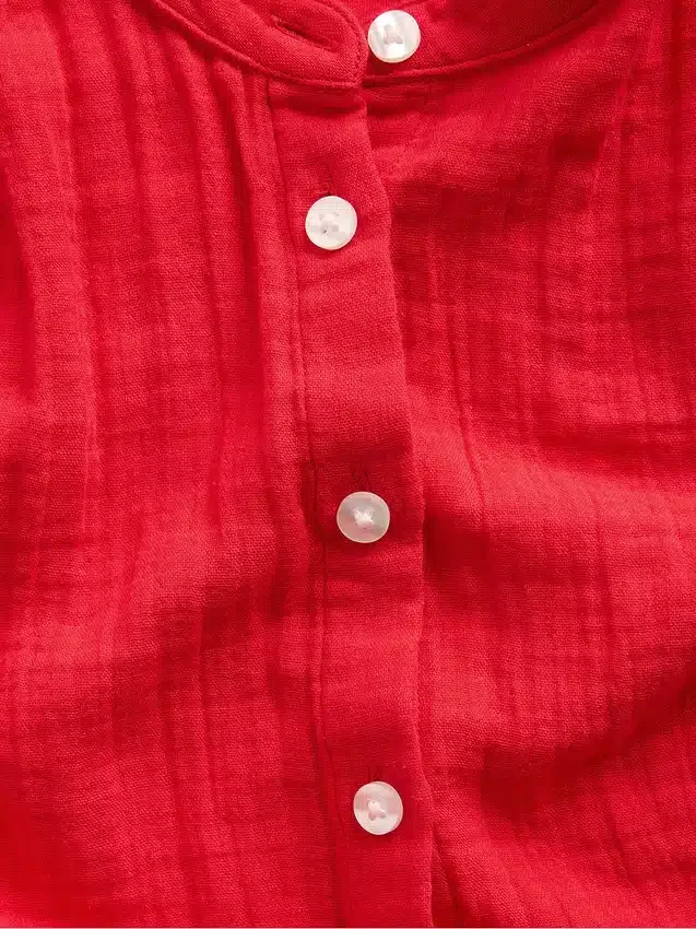 Chemise oversize sans col en gaze de coton