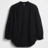 Chemise oversize sans col en gaze de coton