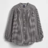 Chemise oversize sans col en gaze de coton
