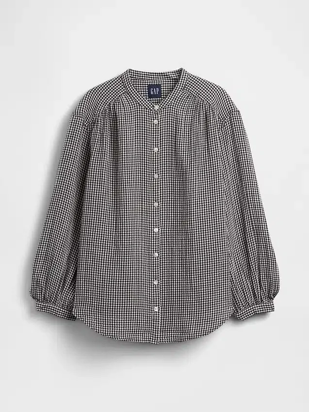 Chemise oversize sans col en gaze de coton