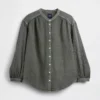 Chemise oversize sans col en gaze de coton