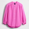 Chemise oversize sans col en gaze de coton
