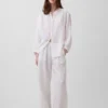 Chemise oversize sans col en gaze de coton