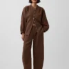 Chemise oversize sans col en gaze de coton