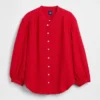 Chemise oversize sans col en gaze de coton