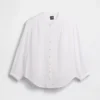 Chemise oversize sans col en gaze de coton