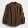 Chemise oversize sans col en gaze de coton