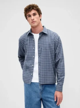 Chemise Oxford ample et courte à ourlet droit