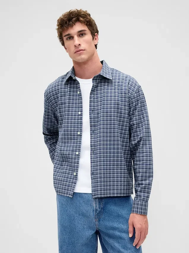 Chemise Oxford ample et courte à ourlet droit