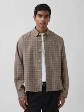 Chemise Oxford ample et courte à ourlet droit