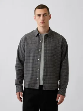 Chemise Oxford ample et courte à ourlet droit