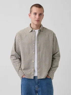 Chemise Oxford ample et courte à ourlet droit