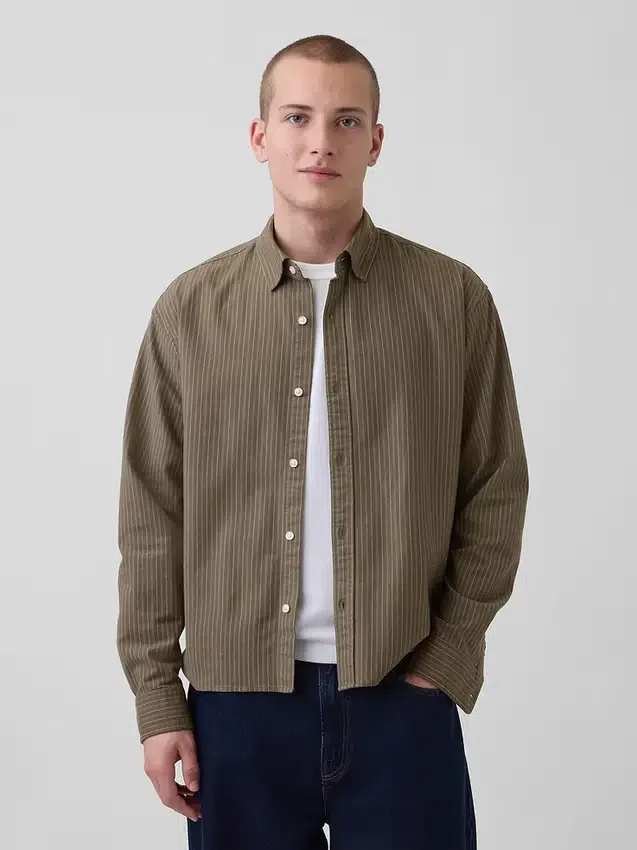 Chemise Oxford ample et courte à ourlet droit