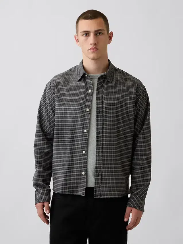 Chemise Oxford ample et courte à ourlet droit