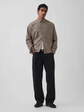 Chemise Oxford ample et courte à ourlet droit