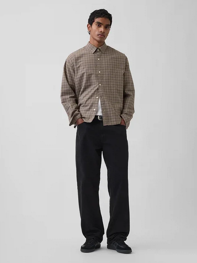 Chemise Oxford ample et courte à ourlet droit