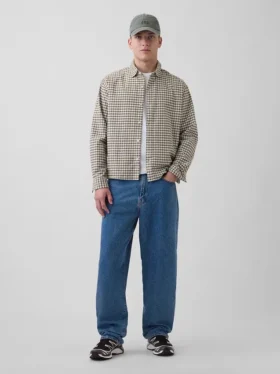 Chemise Oxford ample et courte à ourlet droit