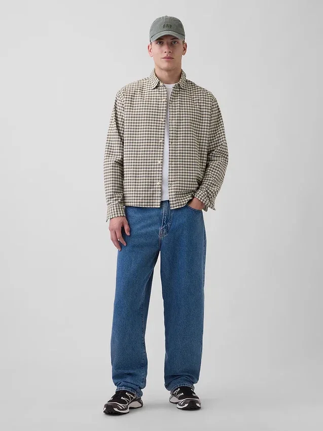 Chemise Oxford ample et courte à ourlet droit