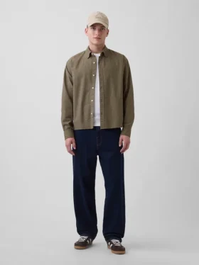 Chemise Oxford ample et courte à ourlet droit