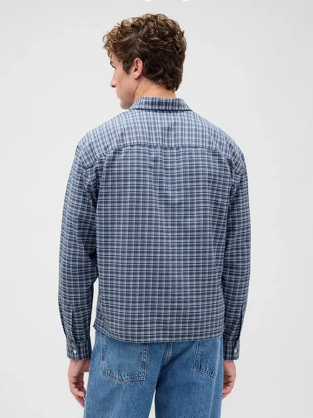 Chemise Oxford ample et courte à ourlet droit