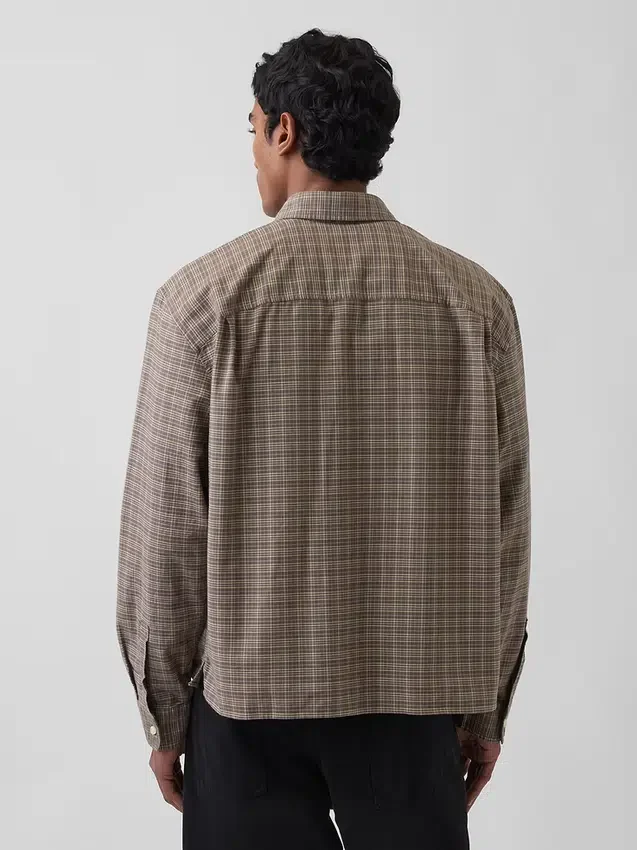 Chemise Oxford ample et courte à ourlet droit
