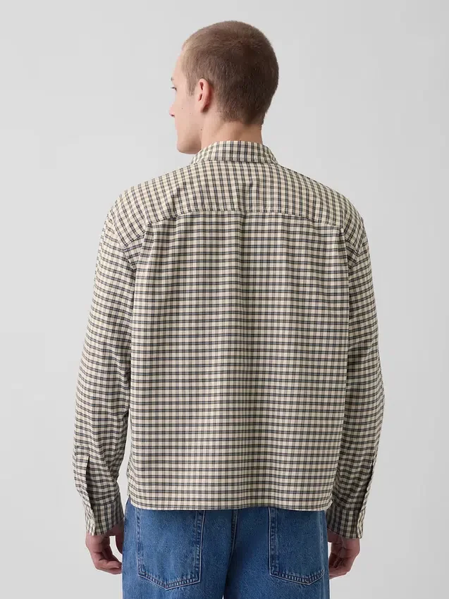 Chemise Oxford ample et courte à ourlet droit