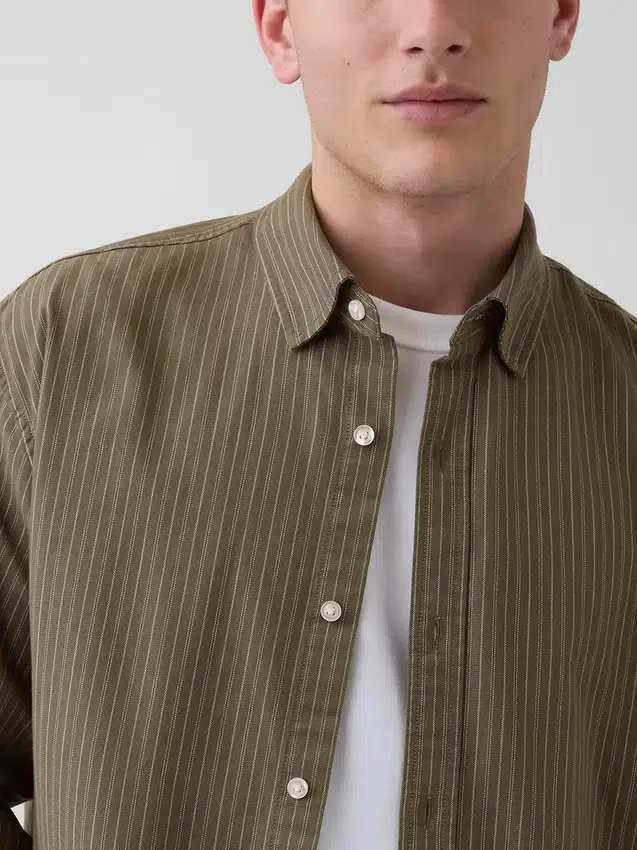 Chemise Oxford ample et courte à ourlet droit