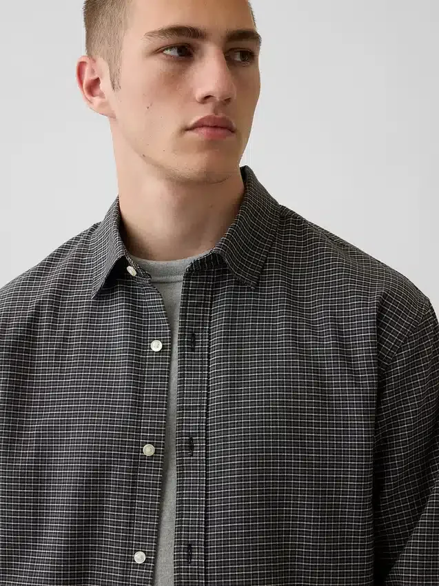 Chemise Oxford ample et courte à ourlet droit
