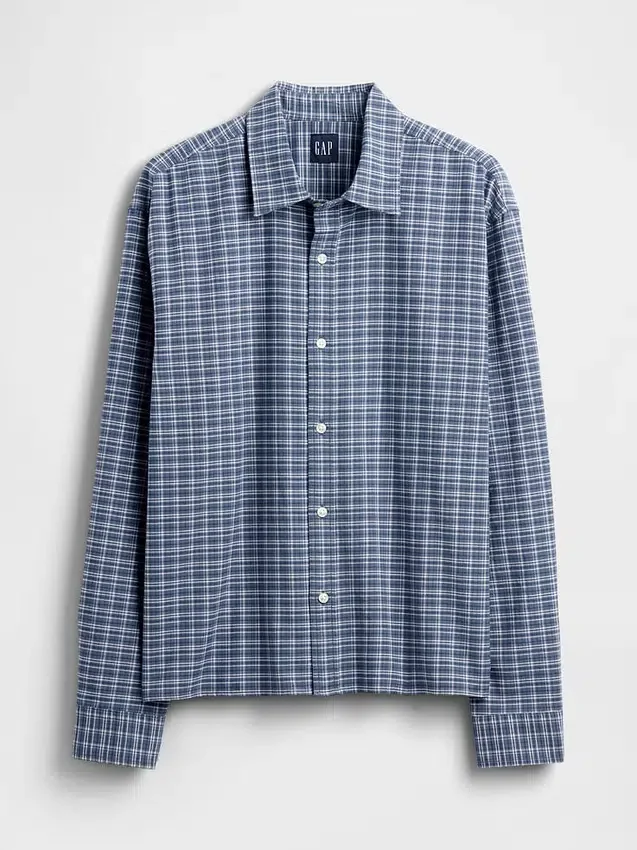 Chemise Oxford ample et courte à ourlet droit