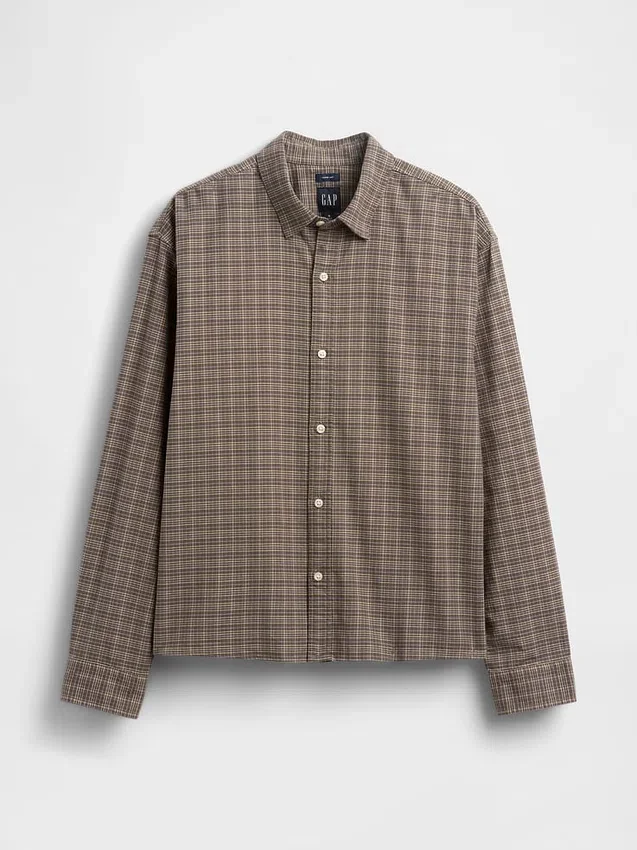 Chemise Oxford ample et courte à ourlet droit