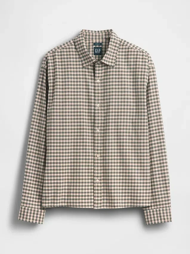Chemise Oxford ample et courte à ourlet droit