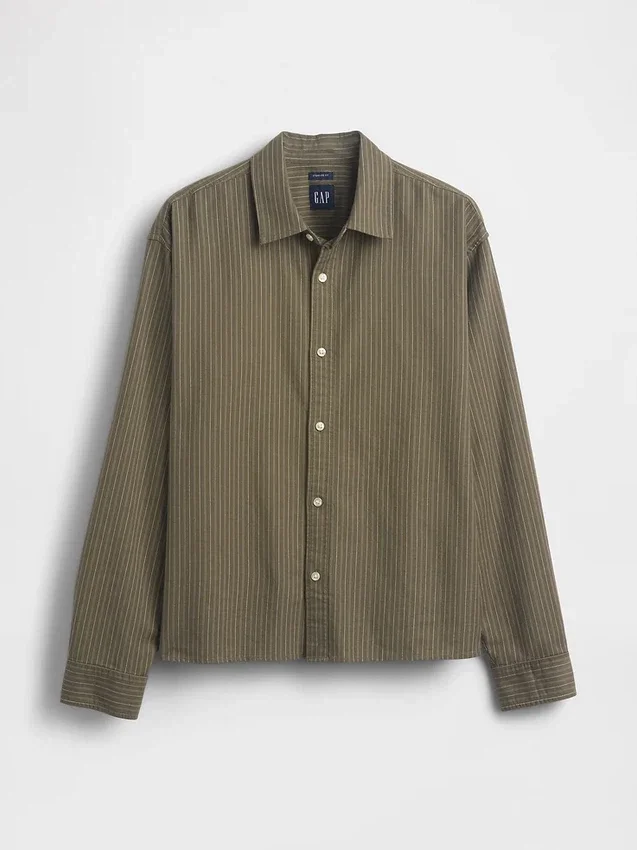 Chemise Oxford ample et courte à ourlet droit
