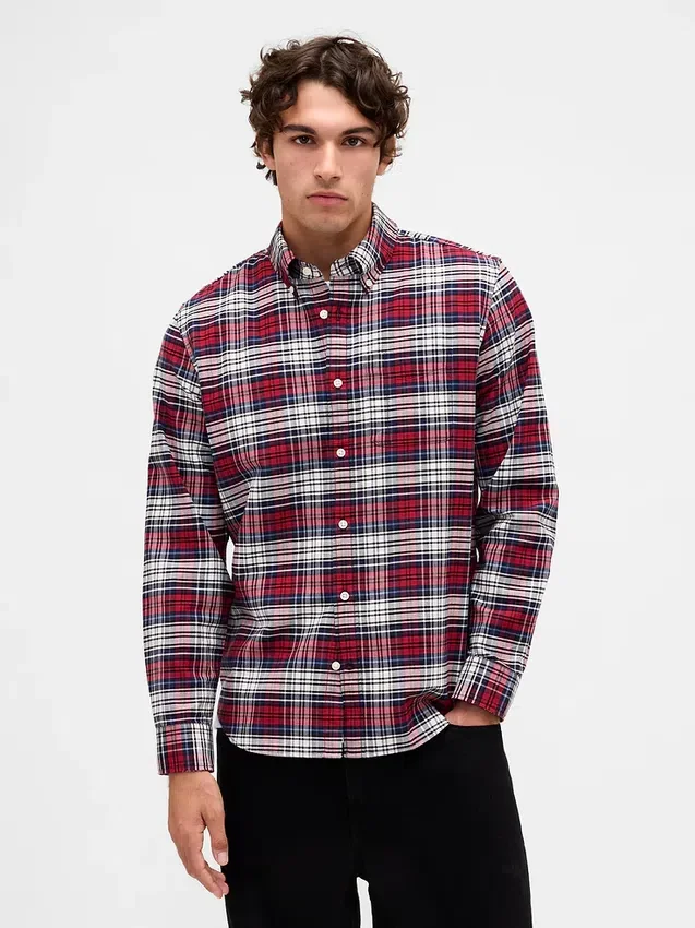 Chemise Oxford à carreaux boutonnée