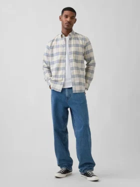 Chemise Oxford à carreaux boutonnée