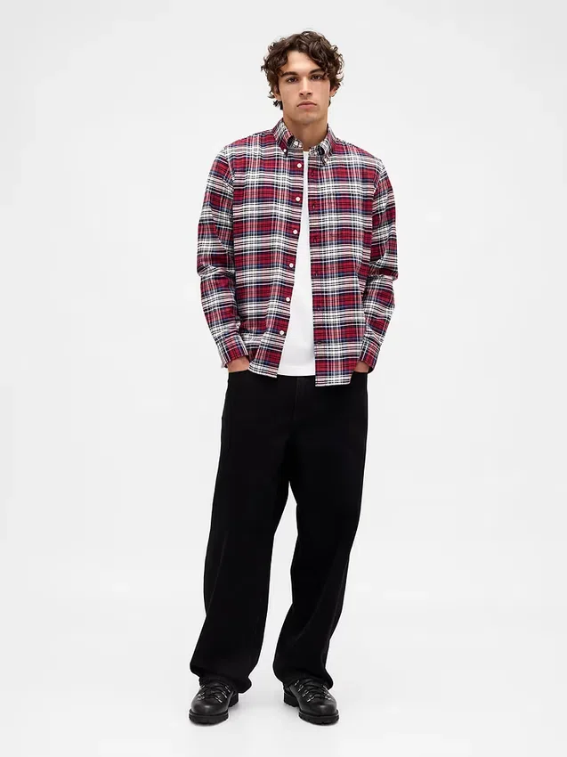 Chemise Oxford à carreaux boutonnée