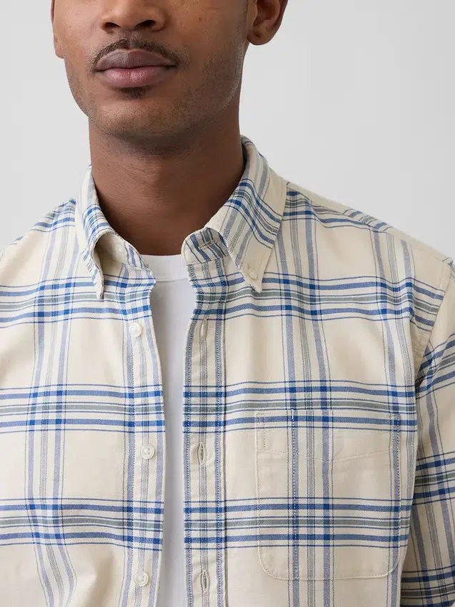 Chemise Oxford à carreaux boutonnée