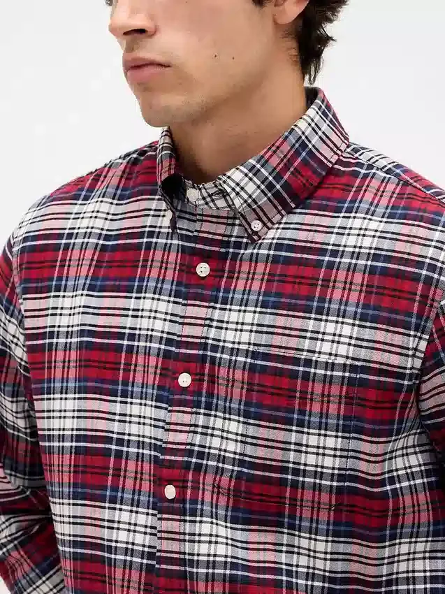Chemise Oxford à carreaux boutonnée