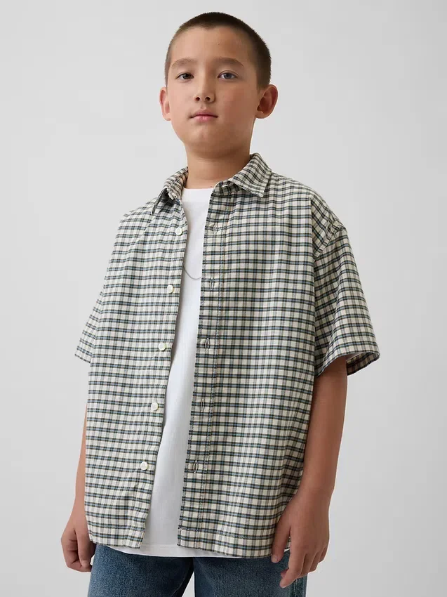 Chemise Oxford à carreaux décontractée pour enfant