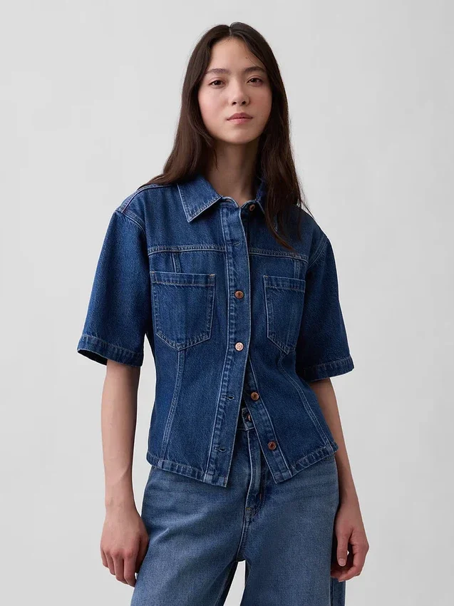 Chemise à poches en denim ultra-doux