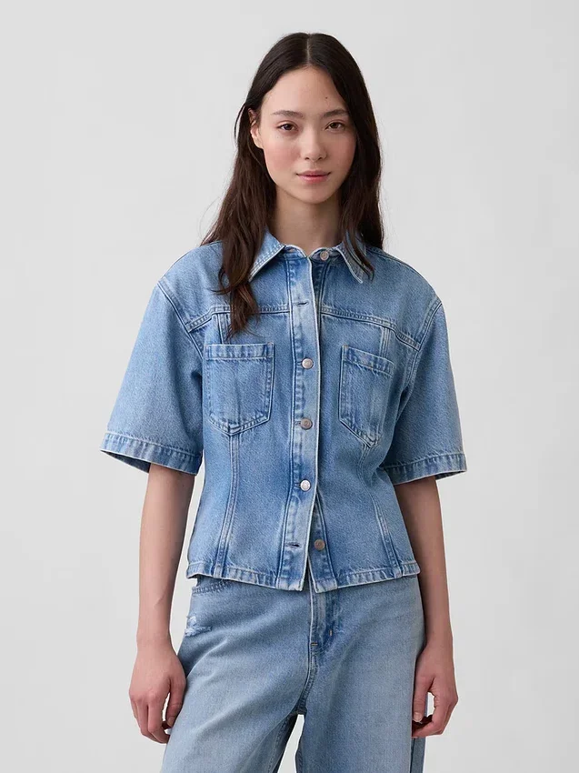 Chemise à poches en denim ultra-doux