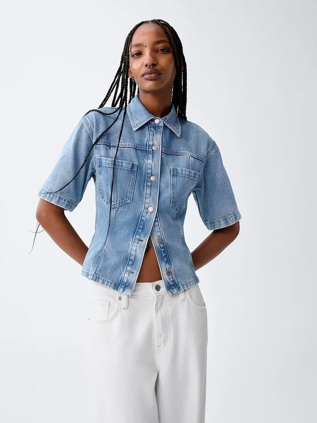 Chemise à poches en denim ultra-doux