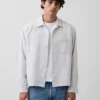 Chemise à rayures Dobby, coupe décontractée et ourlet droit