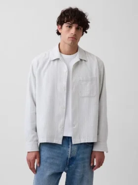 Chemise à rayures Dobby, coupe décontractée et ourlet droit