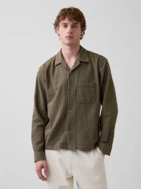 Chemise à rayures Dobby, coupe décontractée et ourlet droit