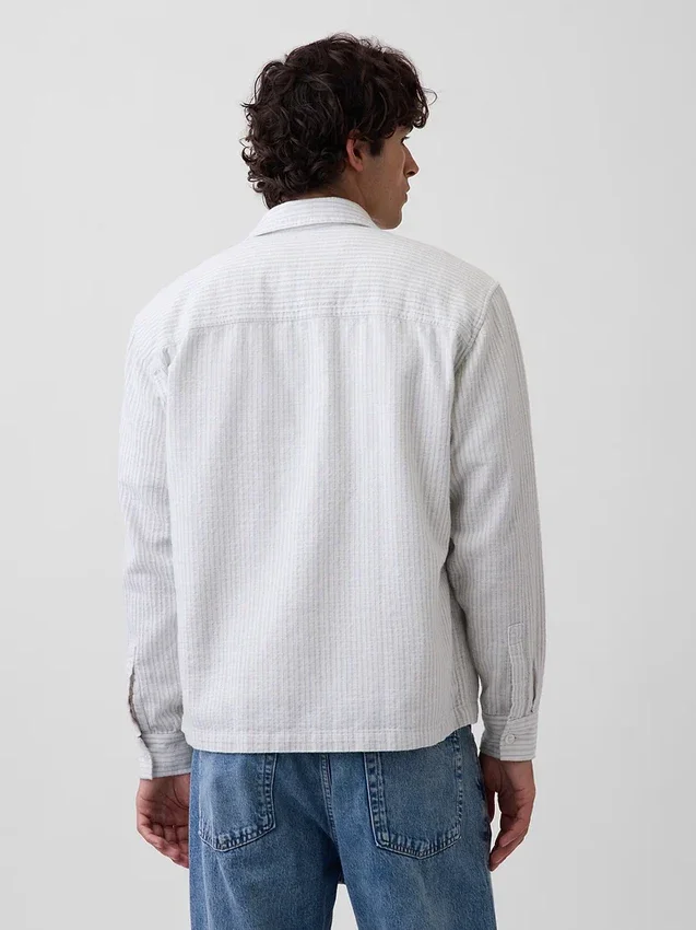Chemise à rayures Dobby, coupe décontractée et ourlet droit
