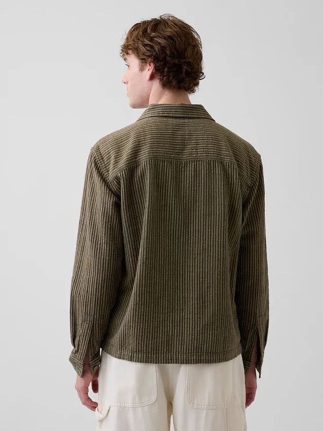 Chemise à rayures Dobby, coupe décontractée et ourlet droit