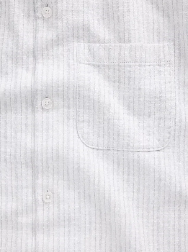 Chemise à rayures Dobby, coupe décontractée et ourlet droit